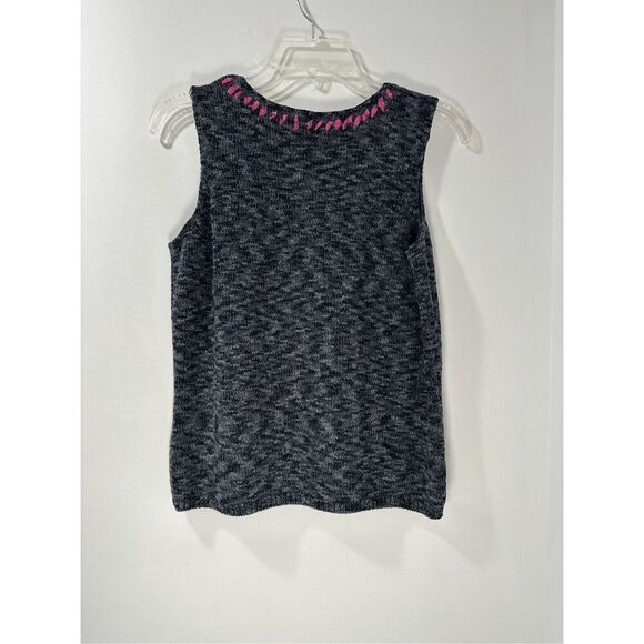 Sigrid Olsen Sport Vtg gray sleeveless knit top embroidered neck size M #35-1881 - Picture 5 of 5